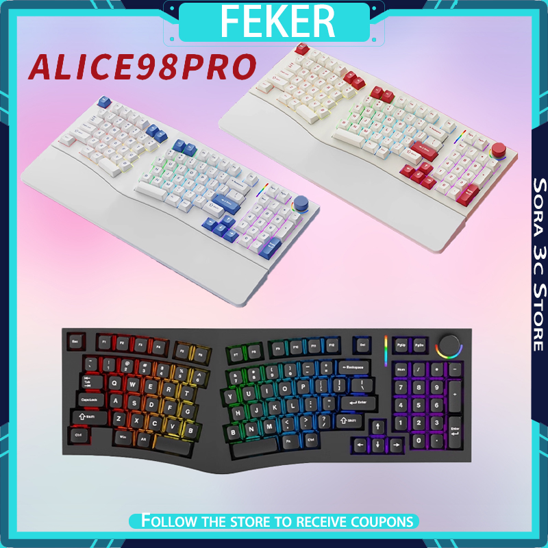 Gaming Keyboard Hot Swappable - FEKER Alice98pro 기계식 키보드 에일리언 인체공학적